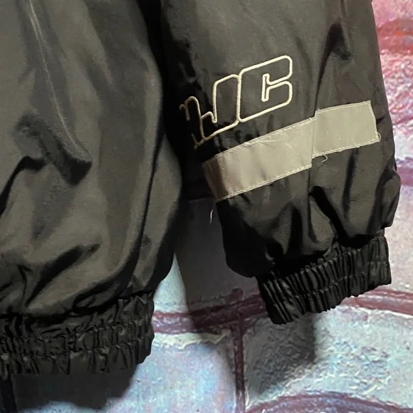 HJC Racing Star Moto Jacket Mens Large Black Blue Silver Vintage Y2K Motorcycle - Picture 6 of 9